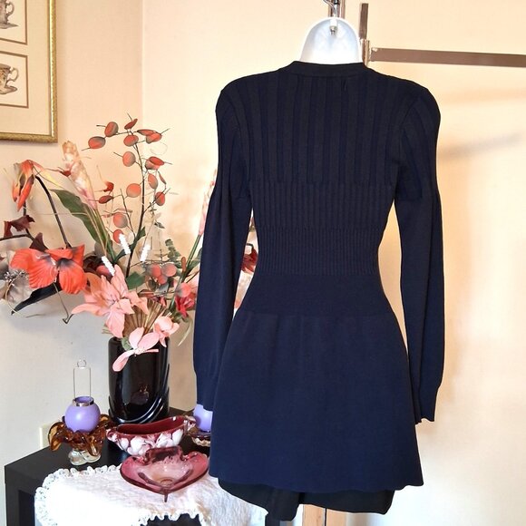 NWT Woman's Navy Blue Cardigan Knit Lightweight Ladies Sweater Outerwear - Picture 9 of 9